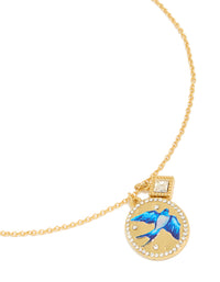 Tweens Gold Plated Stainless Steel Diamante & Enamel Bird Necklace - link has visual effect only