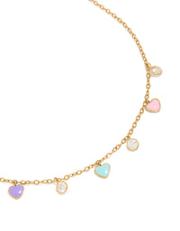 Tweens Gold Plated Stainless Steel Enamel Heart & Cubic Zirconia Charm Necklace - link has visual effect only