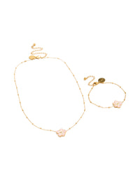 Tweens Gold Plated Stainless Steel Necklace & Bracelet Set - link has visual effect only