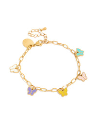 Tweens Gold Plated Stainless Steel Enamel Butterfly Charm Bracelet - link has visual effect only