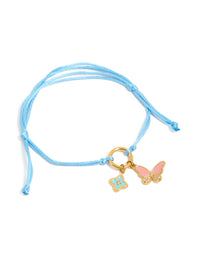 Tweens Blue Cord Gold Plated Stainless Steel Butterfly Toggle Bracelet - link has visual effect only