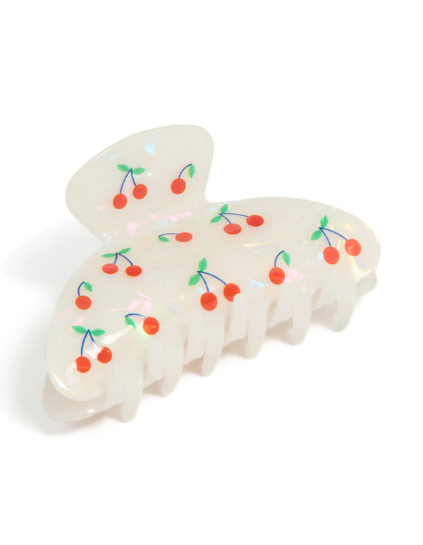 Tweens Cherry Print Acrylic Arch Hair Claw Clip