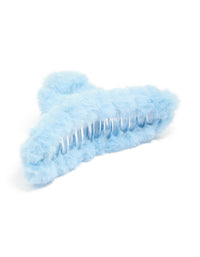 Tweens Blue Fluffy Fabric Hair Claw Clip - link has visual effect only
