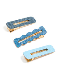 Tweens Denim Look Acrylic Hair Clips 3-Pack - link has visual effect only