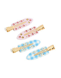 Tweens Pastel Checkered Creaseless Hair Clips 4-Pack - link has visual effect only