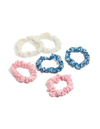 Tweens Flower & Embroidered Scrunchies 6-Pack - link has visual effect only
