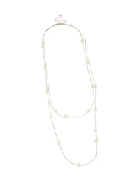 Featuring this silver pearl layered necklace in ivory front view - link has visual effect only