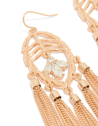 Gold Leaf Diamante Tassel Drop Earrings - link has visual effect only