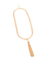 Gold Long Multi Chain Tassel Necklace - link has visual effect only