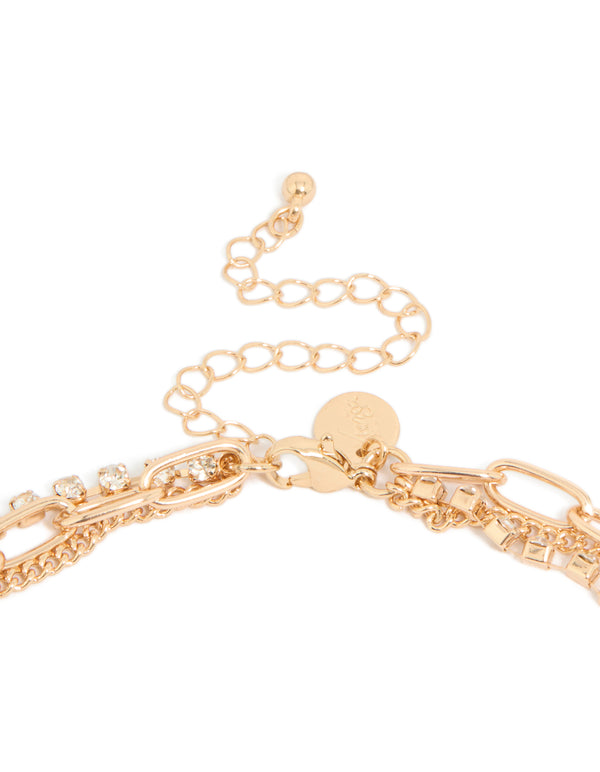Gold Long Multi Chain Tassel Necklace
