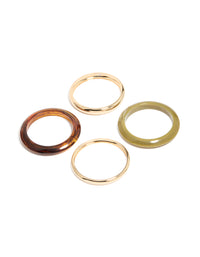 Showcasing gold and green acrylic bangles in a 4-pack front view - link has visual effect only