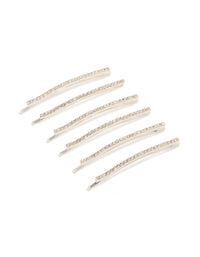 Showcasing a mini diamante pins 6-pack in silver front view - link has visual effect only
