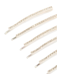 Featuring mini diamante pins 6-pack in silver detail view - link has visual effect only
