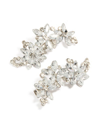 Discover silver diamante clips flower design in a pack front view - link has visual effect only