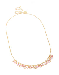 Gold Pink Cubic Zirconia Circles Charm Necklace - link has visual effect only