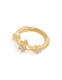 Gold Plated Surgical Steel Cubic Zirconia Multi Star Clicker Ring - link has visual effect only