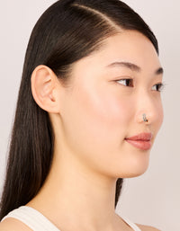 Crafted from surgical steel double hinged and plain nose rings pack in silver nose view - link has visual effect only