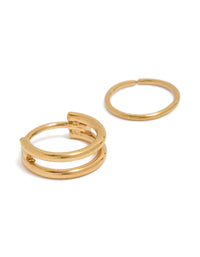 Featuring gold plated surgical steel double hinged nose rings in a pack detail view - link has visual effect only