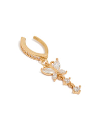 Gold Plated Surgical Steel Cubic Zirconia Butterfly Curved Belly Ring - link has visual effect only