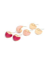 Showcasing chunky acrylic bubble hoop earrings in a 3-pack front view - link has visual effect only
