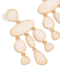 Gold Cream Marble Stones Drop Earrings - link has visual effect only