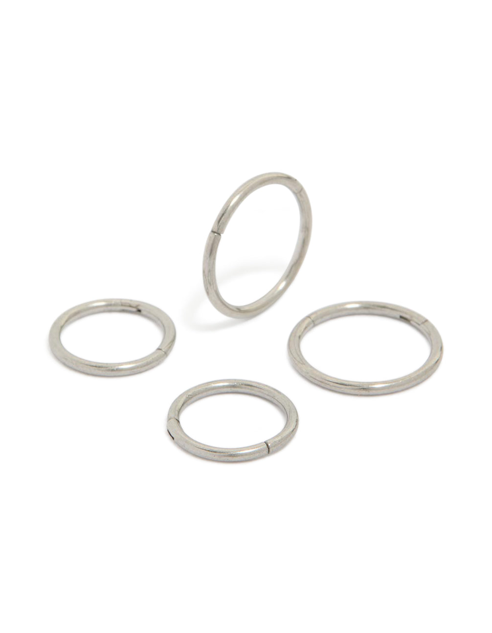 Showcasing mens waterproof stainless steel mixed size sleeper earrings in a 2-pack with silver finish front view