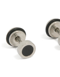 Highlighting waterproof black coated stainless steel round flat back studs in silver close up view - link has visual effect only