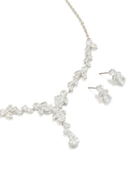 Silver Cubic Zirconia Vine Necklace & Earrings Set - link has visual effect only