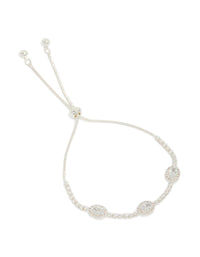 Silver Plated Cubic Zirconia Halo Oval Tennis Toggle Bracelet - link has visual effect only