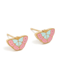 Waterproof Gold Plated Stainless Steel Multicoloured Enamel Butterfly Stud Earrings - link has visual effect only