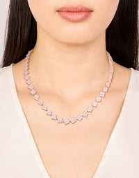 Rose Gold Plated Cubic Zirconia Flower Necklace - link has visual effect only