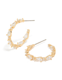 Gold Plated Cubic Zirconia Teardrop Medium Open Hoop Earrings - link has visual effect only
