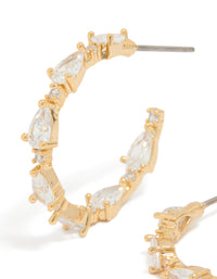 Gold Plated Cubic Zirconia Teardrop Medium Open Hoop Earrings - link has visual effect only