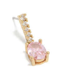Gold Plated Light Pink Cubic Zirconia Oval Drop Earrings - link has visual effect only