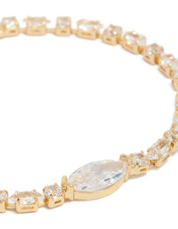 Gold Plated Cubic Zirconia Chunky Tennis Bracelet - link has visual effect only