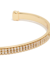 Gold Plated Cubic Zirconia Flat Bezel Set Wrist Cuff - link has visual effect only