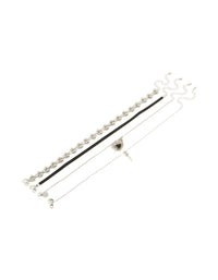 Explore this heart silver statement necklace pack front view - link has visual effect only
