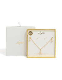 Waterproof Gold Plated Stainless Steel Cubic Zirconia Butterfly Necklace & Earrings Set - link has visual effect only