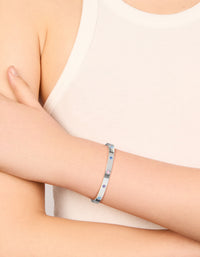 Waterproof Stainless Steel Cubic Zirconia Flower Inlay Bangle - link has visual effect only