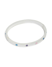 Waterproof Stainless Steel Cubic Zirconia Flower Inlay Bangle - link has visual effect only