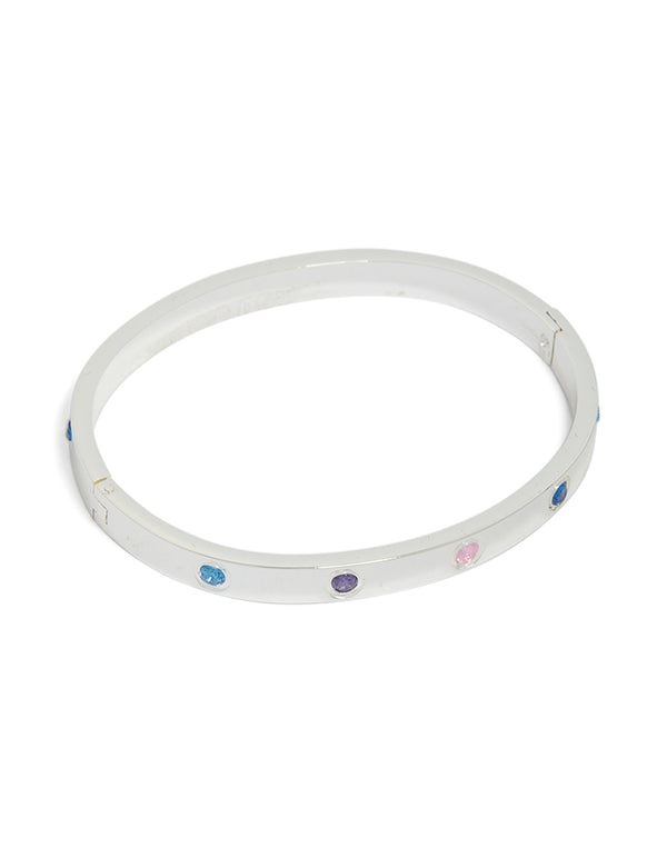 Waterproof Stainless Steel Cubic Zirconia Flower Inlay Bangle