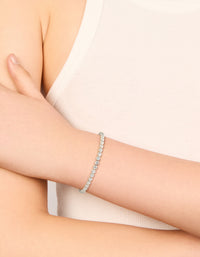 Waterproof Stainless Steel Cubic Zirconia Tennis Toggle Bracelet - link has visual effect only