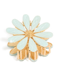 Gold Blue Daisy Flower Claw Hair Clip - link has visual effect only