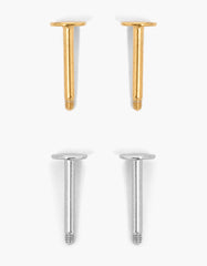 Mixed Metal Plated Surgical Steel Flat Back Posts 4-Pack