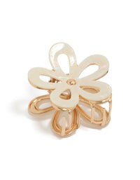Gold Iridescent Flower Outline Claw Clip - link has visual effect only