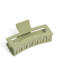 Showcasing a solid green matte extra large rectangle claw clip in darkseagreen front view - link has visual effect only