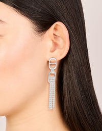 Silver Diamante  Round Attached Tassel Drop Earrings - link has visual effect only