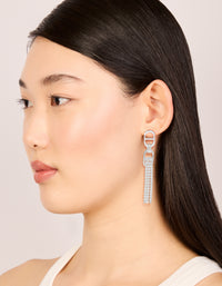 Silver Diamante  Round Attached Tassel Drop Earrings - link has visual effect only