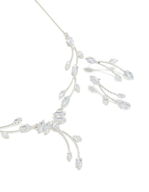 Silver Vine Earrings & Y-Necklace Set