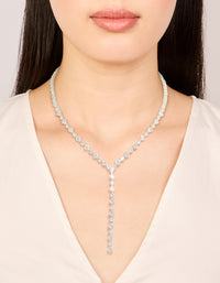Silver Plated Cubic Zirconia Square Tennis Y-Necklace - link has visual effect only